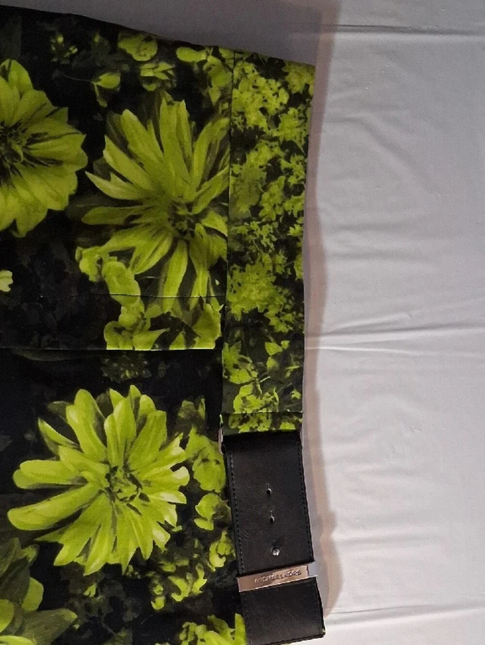 Michael Kors Black Pencil Skirt with Lime Green Floral Print